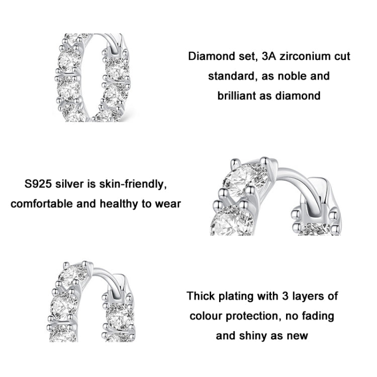 Orecchini in argento sterling S925 con zirconi a forma di fiore, BSE734