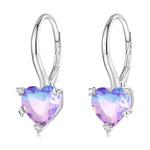 Orecchini cuore illusione in argento sterling S925 placcato oro bianco con zirconi, BSE743