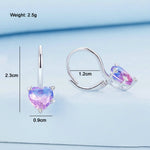 Orecchini cuore illusione in argento sterling S925 placcato oro bianco con zirconi, BSE743