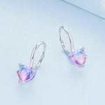 Orecchini cuore illusione in argento sterling S925 placcato oro bianco con zirconi, BSE743