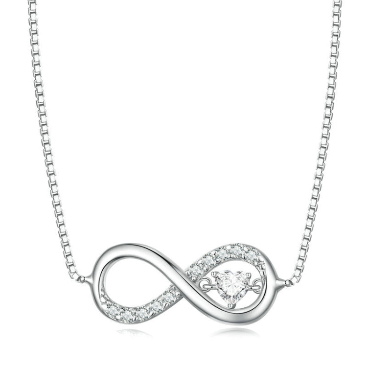 Collana in argento sterling S925 con zirconi Infinity Heart Endless Symbol, BSN276