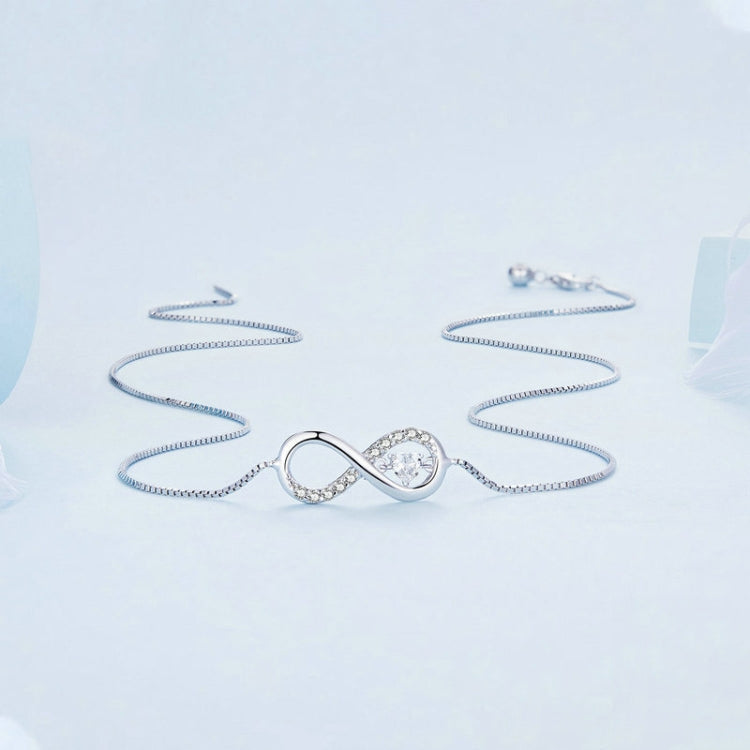 Collana in argento sterling S925 con zirconi Infinity Heart Endless Symbol, BSN276