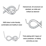 Collana in argento sterling S925 con zirconi Infinity Heart Endless Symbol, BSN276