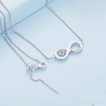 Collana in argento sterling S925 con zirconi Infinity Heart Endless Symbol, BSN276