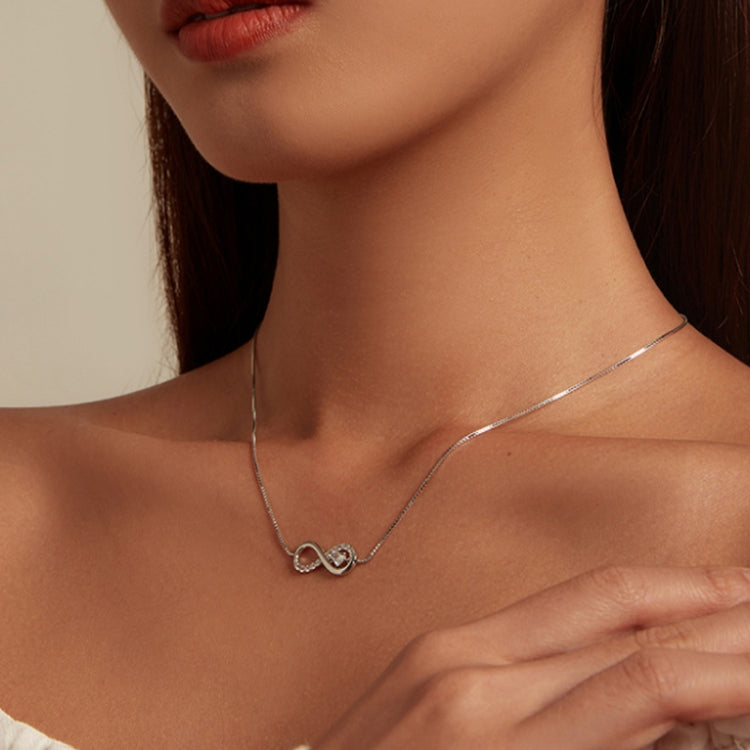 Collana in argento sterling S925 con zirconi Infinity Heart Endless Symbol, BSN276