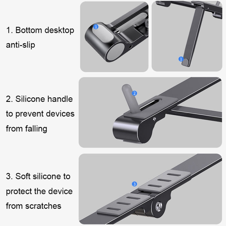 X23 3 in 1 supporto per tablet pieghevole in alluminio portatile, X23 (Grey), X23 (Silver)