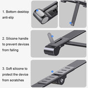 X23 3 in 1 supporto per tablet pieghevole in alluminio portatile, X23 (Grey), X23 (Silver)