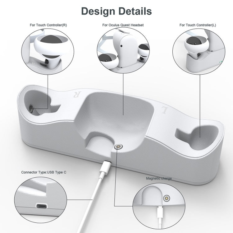 JYS OC003 Per Oculus quest 2 Occhiali VR Grip Caricabatterie con base magnetica, Magnetic Base Charger