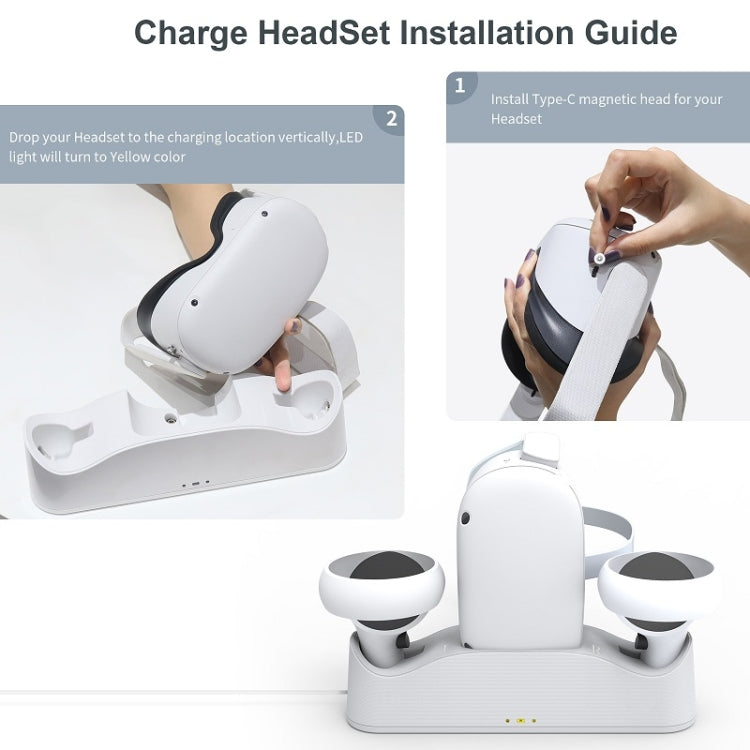 JYS OC003 Per Oculus quest 2 Occhiali VR Grip Caricabatterie con base magnetica, Magnetic Base Charger