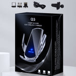 Q3 Staffa per telefono di ricarica wireless per auto magnetica a induzione a infrarossi con connettore magnetico Micro USB + 8 pin + Type-C / USB-C, Q3 Black, Q3 Gold, Q3 Silver, Q3 Blue, Q3 Red