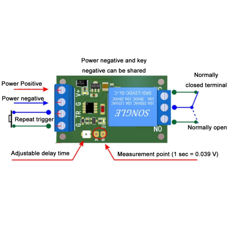 Modulo relè di ritardo avvio protetto 12V/24V, 12V