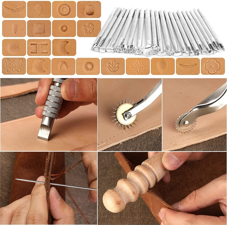 Set di strumenti fai-da-te in pelle fatti a mano Set di strumenti per cucito artigianale, 48 In 1 Set