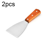 2 pezzi in acciaio inox per pizza e bistecca pala manico in legno pala inclinata utensile da cucina, S, L
