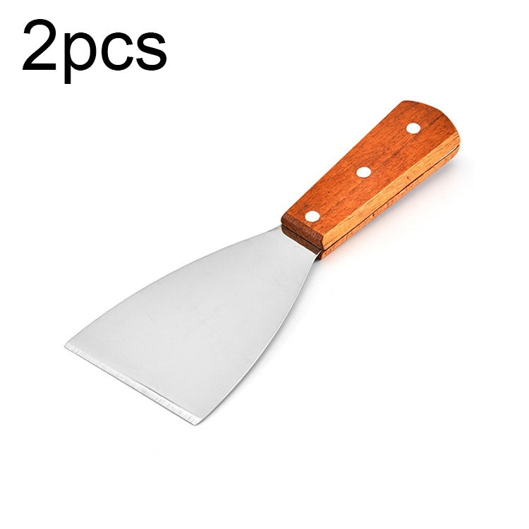 2 pezzi in acciaio inox per pizza e bistecca pala manico in legno pala inclinata utensile da cucina, S, L