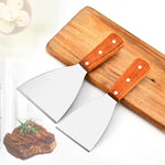 2 pezzi in acciaio inox per pizza e bistecca pala manico in legno pala inclinata utensile da cucina, S, L