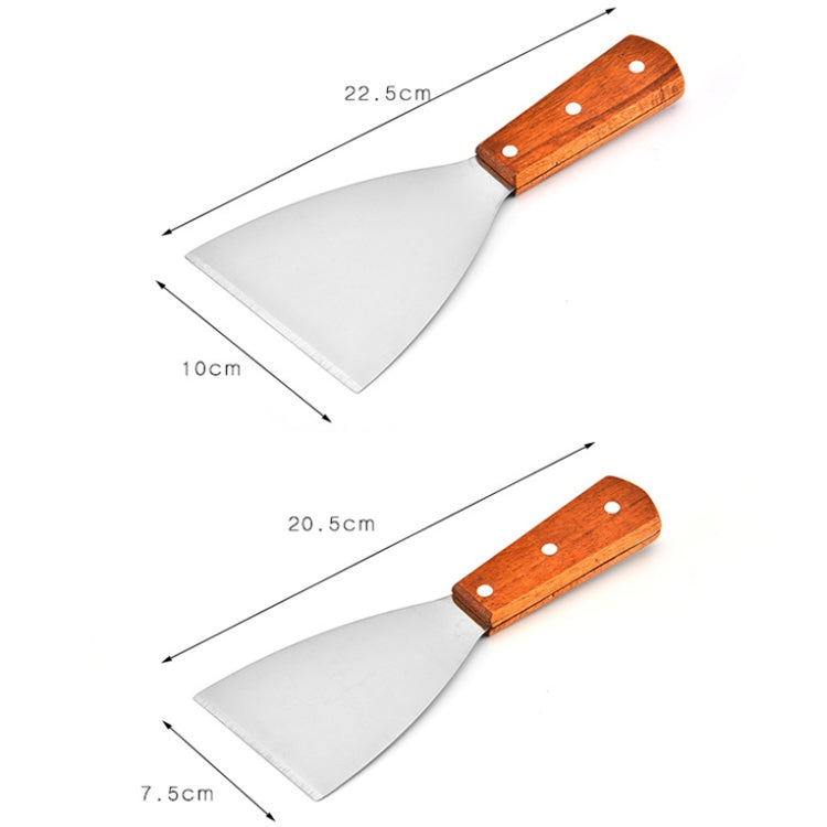 2 pezzi in acciaio inox per pizza e bistecca pala manico in legno pala inclinata utensile da cucina, S, L