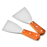 2 pezzi in acciaio inox per pizza e bistecca pala manico in legno pala inclinata utensile da cucina, S, L