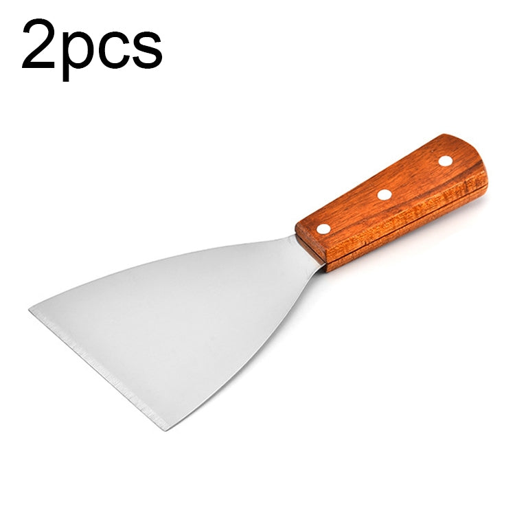 2 pezzi in acciaio inox per pizza e bistecca pala manico in legno pala inclinata utensile da cucina, S, L
