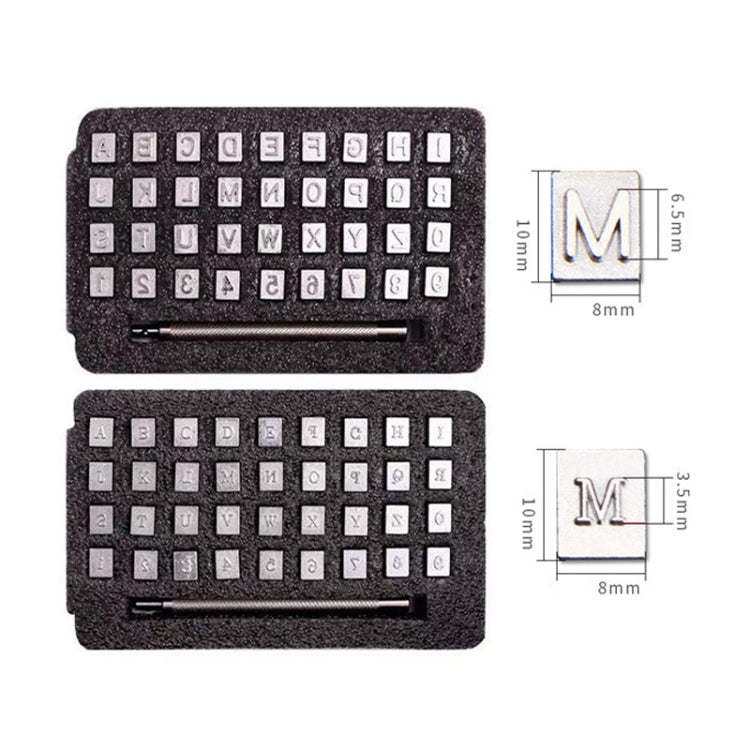 36 in 1 pelle stampa inglese punzone sigillo digitale artigianale strumenti per intaglio in pelle, dimensioni:, 3.5mm 36 In 1, 6.5mm 36 In 1