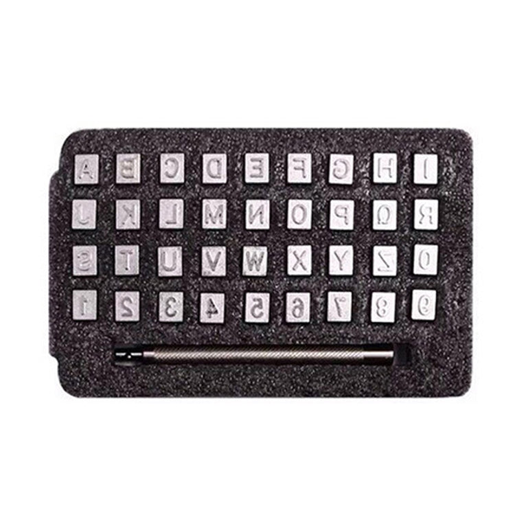 36 in 1 pelle stampa inglese punzone sigillo digitale artigianale strumenti per intaglio in pelle, dimensioni:, 3.5mm 36 In 1, 6.5mm 36 In 1
