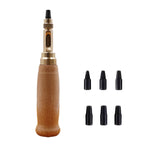 Punzone automatico per cintura 6 in 1 Punzone per cintura anecoico multi-cuoio capelluto, Wood Color, Black