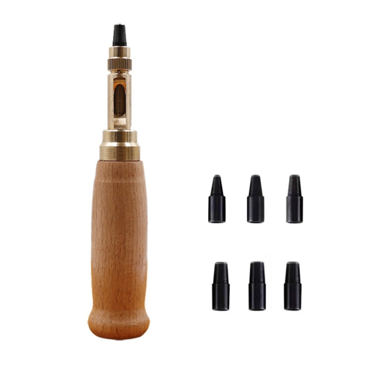 Punzone automatico per cintura 6 in 1 Punzone per cintura anecoico multi-cuoio capelluto, Wood Color, Black