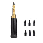 Punzone automatico per cintura 6 in 1 Punzone per cintura anecoico multi-cuoio capelluto, Wood Color, Black