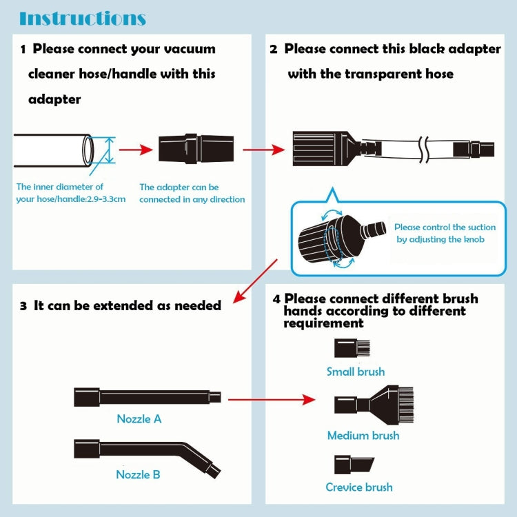 Kit accessori universali aspirapolvere 8 in 1