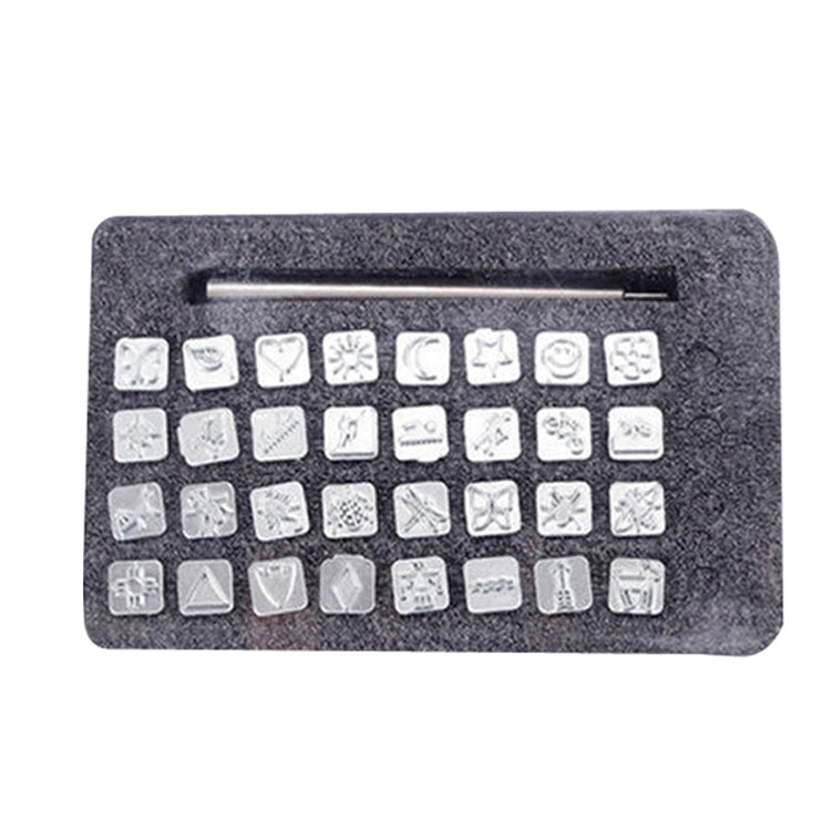 Strumenti per intagliare la pelle con stampa in stile indiano punzone inglese in pelle, ER058 32 In 1