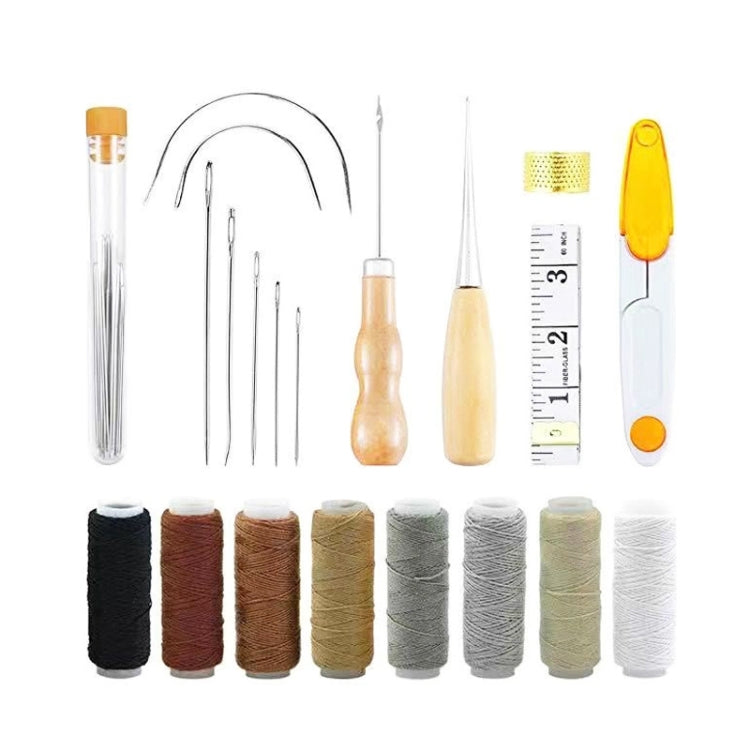 Set di strumenti artigianali in pelle fai-da-te Set di strumenti in pelle per cucire a mano con ago in filo di tela, ER013 29 In 1