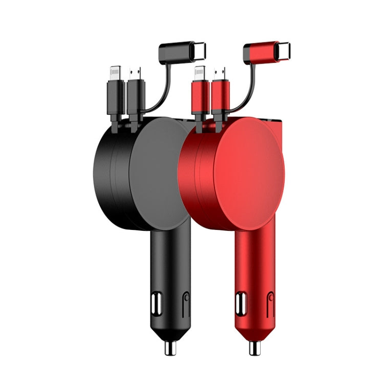 Caricabatteria da auto retrattile a doppio cavo a ricarica rapida 3 in 1 da 60 W, 40W