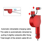 Caricabatteria da auto retrattile a doppio cavo a ricarica rapida 3 in 1 da 60 W, 40W