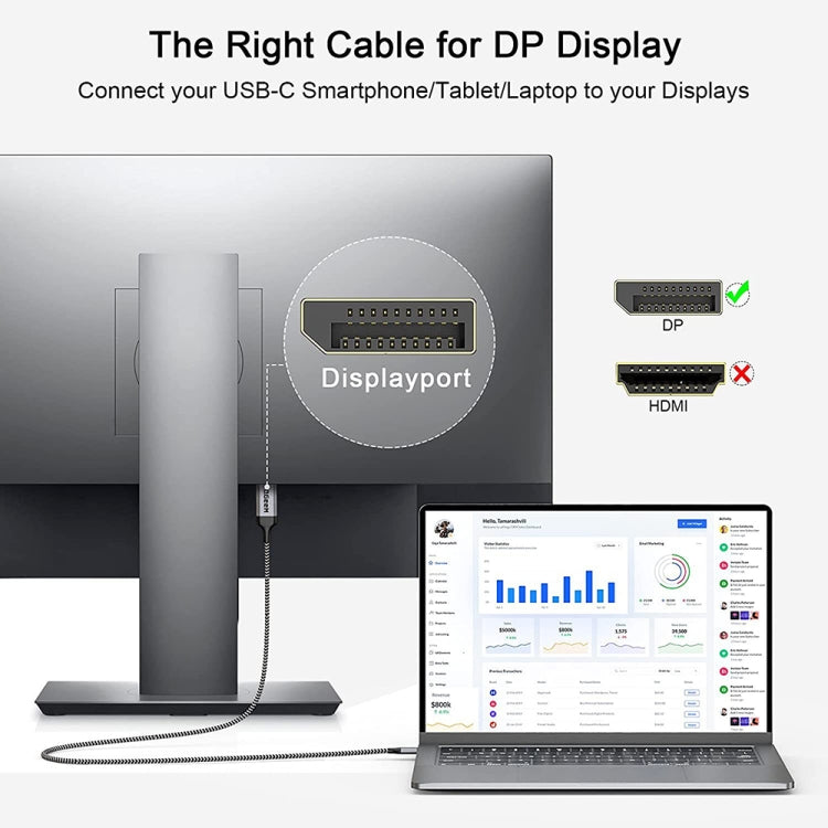 Cavo adattatore USB-C a DisplayPort 4K 60Hz intrecciato nylon
