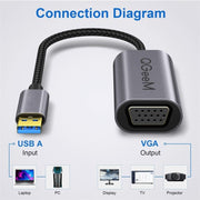 QGeeM QG-UA07-A Convertitore video multi-display da USB 3.0 a VGA ad alta velocità, USB 3.0 to VGA