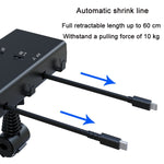 Caricabatterie USB per auto a ricarica rapida retrattile con doppio cavo da 65 W PD, 13th-generation