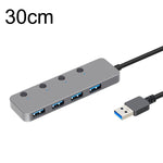 Hub USB 3.0 4 porte con switch indipendente e cavo 30/120 cm