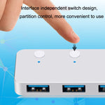 Hub USB 3.0 4 porte con switch indipendente e cavo 30/120 cm