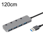 Hub USB 3.0 4 porte con switch indipendente e cavo 30/120 cm