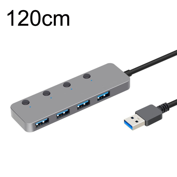 Hub USB 3.0 4 porte con switch indipendente e cavo 30/120 cm