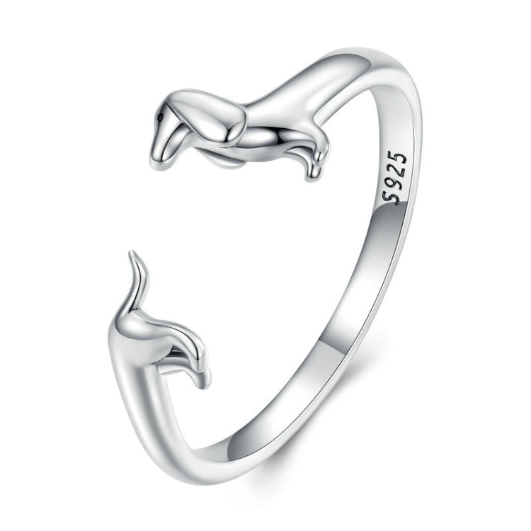 Anello aperto carino bassotto in argento sterling S925, SCR894