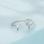 Anello aperto carino bassotto in argento sterling S925, SCR894