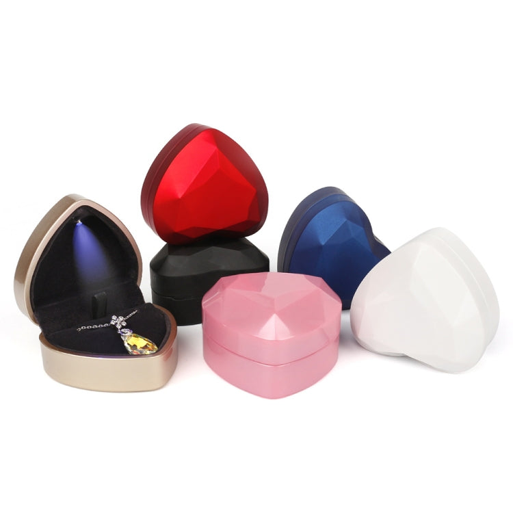 017015-20 Scatola portaoggetti per collana con anello luminoso a LED a forma di cuore senza gioielli, specifiche:, Ring(White), Ring(Red), Ring(Gold), Ring(Blue), Ring(Black), Ring(Pink), Pendant(White), Pendant(Red), Pendant(Gold), Pendant(Blue)      ...