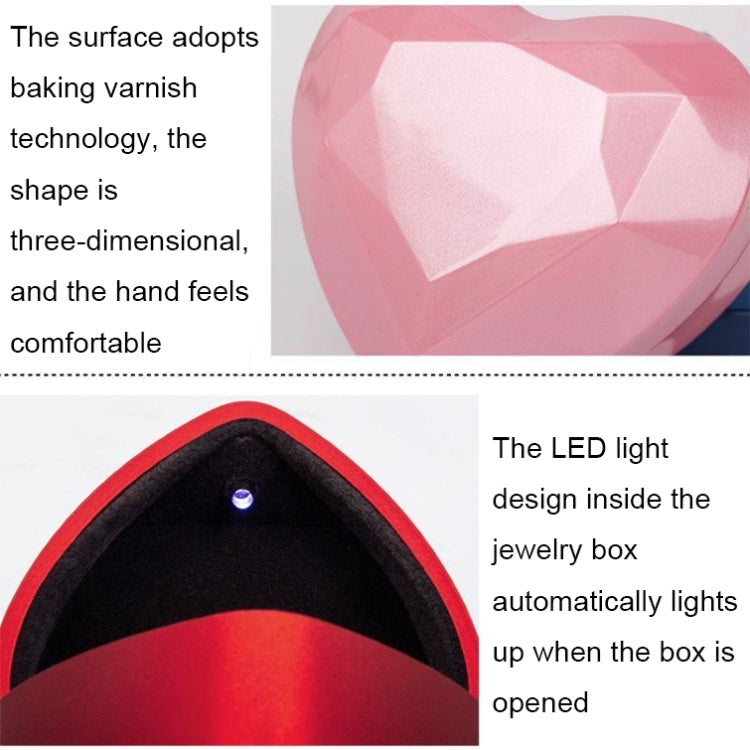 017015-20 Scatola portaoggetti per collana con anello luminoso a LED a forma di cuore senza gioielli, specifiche:, Ring(White), Ring(Red), Ring(Gold), Ring(Blue), Ring(Black), Ring(Pink), Pendant(White), Pendant(Red), Pendant(Gold), Pendant(Blue)      ...
