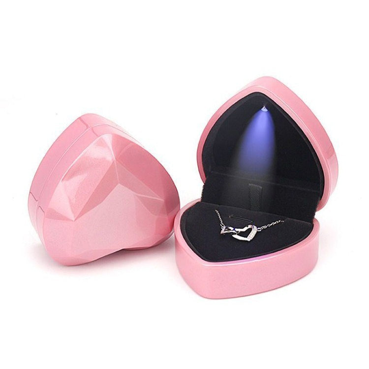 017015-20 Scatola portaoggetti per collana con anello luminoso a LED a forma di cuore senza gioielli, specifiche:, Ring(White), Ring(Red), Ring(Gold), Ring(Blue), Ring(Black), Ring(Pink), Pendant(White), Pendant(Red), Pendant(Gold), Pendant(Blue)      ...
