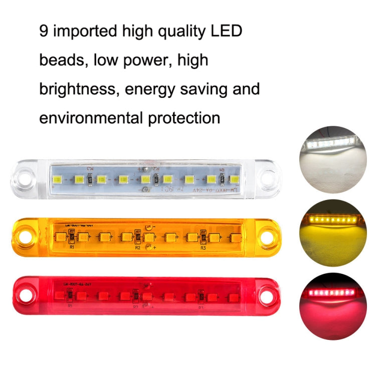 MK-224 10pcs 12-24V camion rimorchio 9LED luce laterale fanale posteriore luce di segnalazione, MK-224(Red), MK-224(Yellow), MK-224(White)