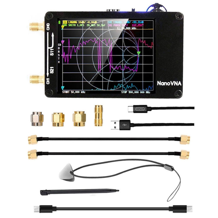 NANOVNA-H Versione aggiornata TFT da 2,8 pollici 50Khz-1.5Ghz Analizzatore di antenna di rete vettoriale MF HF VHF UHF con scheda SD, 2.8 Inch