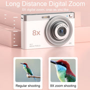 C13 Fotocamera digitale HD con obiettivo telescopico con zoom ottico 4K 8X da 2,88 pollici, specifiche:, White, Pink, Black, White+Card Reader+Wiper, Pink+Card Reader+Wiper, Black+Card Reader+Wiper, White+Card Reader+8G, White+Card Reader+16G