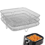 Accessori per friggitrice ad aria Griglia a vapore a tre strati Griglia di disidratazione impilabile, Square, Rectangle