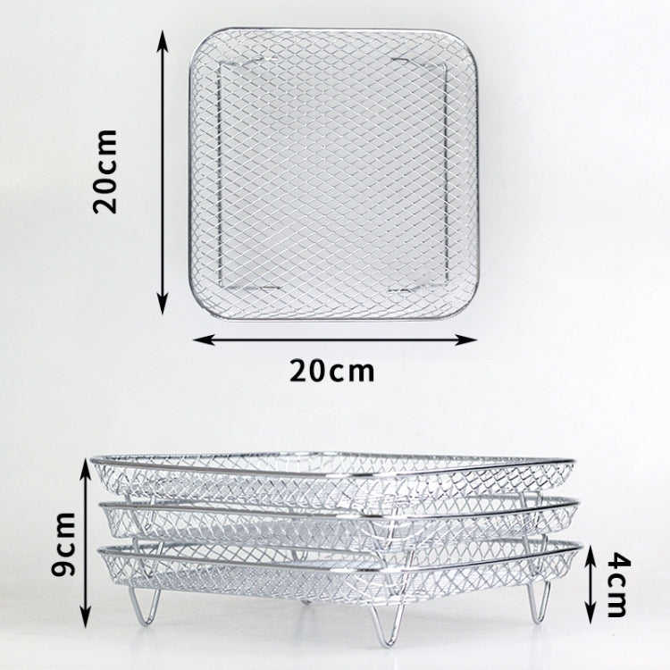 Accessori per friggitrice ad aria Griglia a vapore a tre strati Griglia di disidratazione impilabile, Square, Rectangle