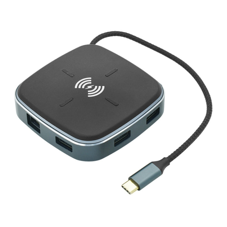 AY95 8 in 1 TIPO-C/USB-C a HUB Concentratore di ricarica rapida wireless per dock esteso, 0.2m TYPE-C/USB-C
